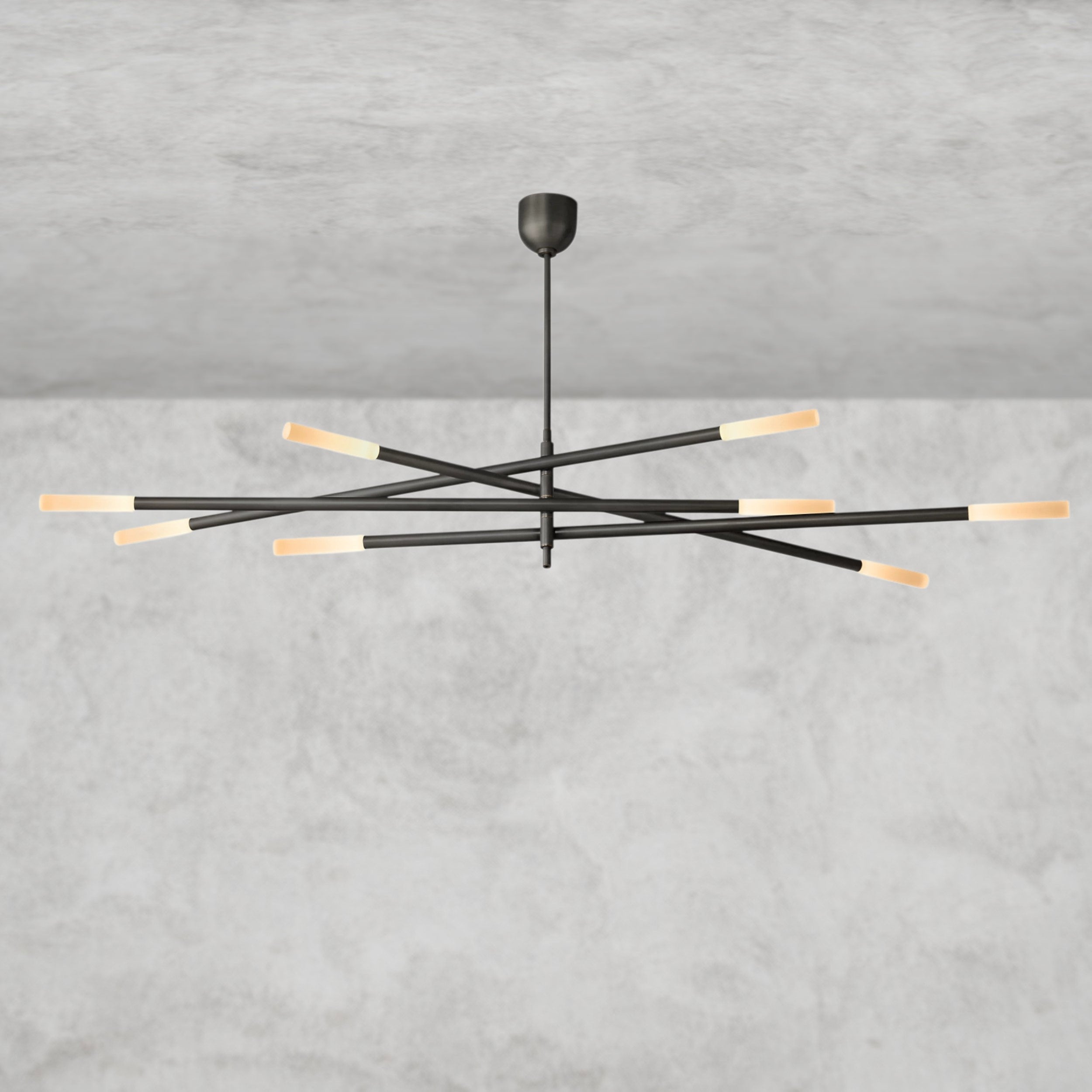 Rousseau 8-Light Mobile Etched Rod Chandelier 65", 80"